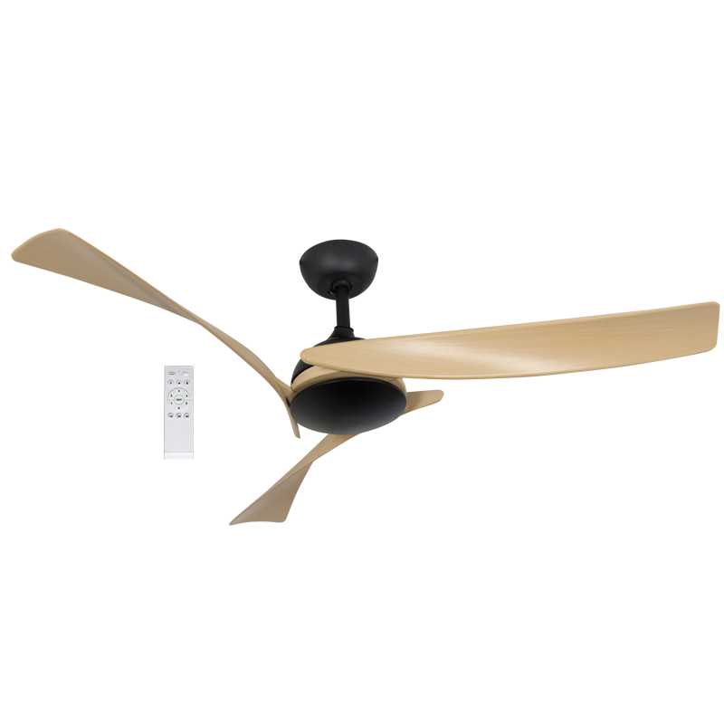 Condor 3 Blade Black and Natural Wood Look Ceiling Fan Only