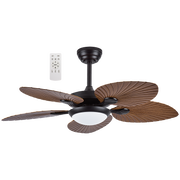 Palm 5 Blade Black and Dark Wood Look CCT LED Ceiling Fan - Lighting.co.za