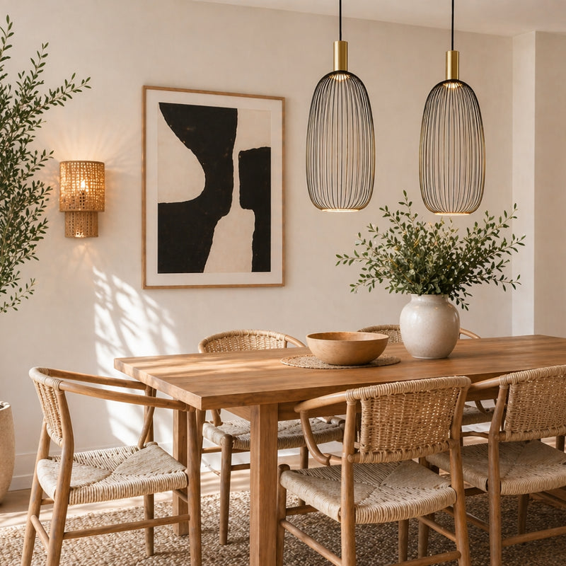 Linus Black and Gold Wire Shade Pendant Light 2 Sizes