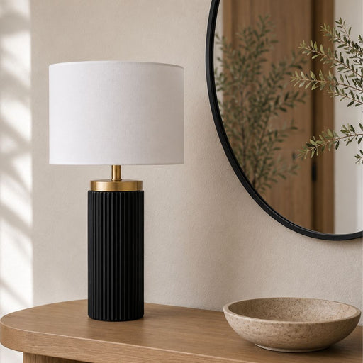 Finley Fluted Black and Gold Table Lamp - Table Lamp - Lighting.co.za