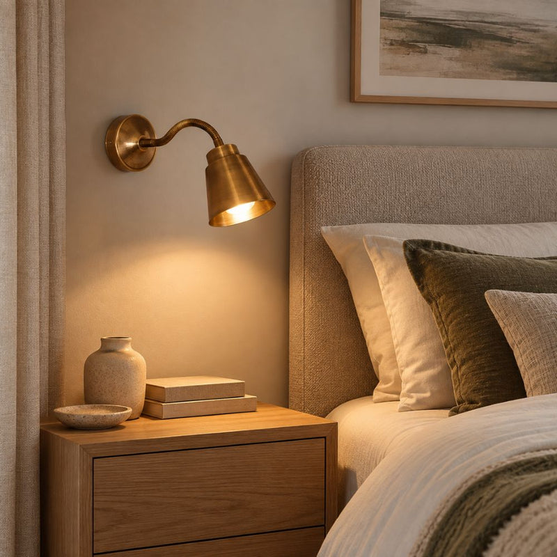 Flex Antique Brass Shade Wall Light