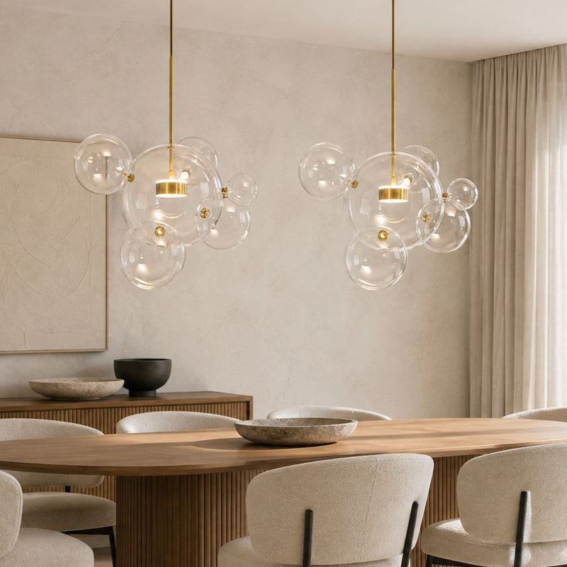 Foam Gold and Clear Glass 6 Bubble LED Pendant Light - Pendant Light - Lighting.co.za