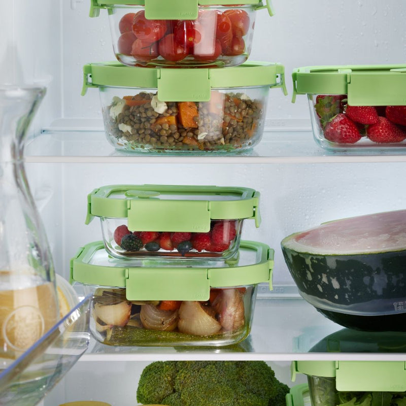 Lekue Glass Leakproof Food Storage Container Square 1100ml