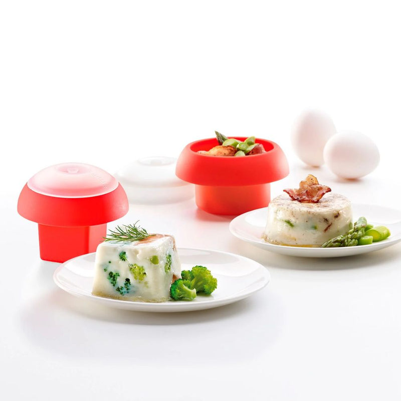 Lekue Microwave Ovo Egg Cooker Set of 2 Red & Transparent