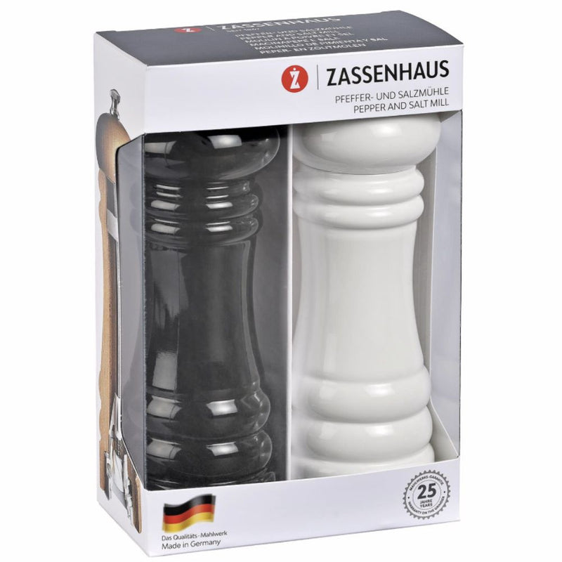 Zassenhaus Berlin Pepper & Salt Mill Set 18cm – Black/White - Lighting.co.za