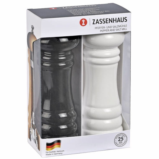Zassenhaus Berlin Pepper & Salt Mill Set 18cm – Black/White - Lighting.co.za