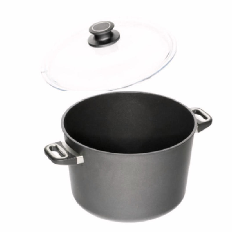 AMT Stock Pot with Glass Lid Cast Aluminium Non-Stick Cooking Pot - Lighting.co.za