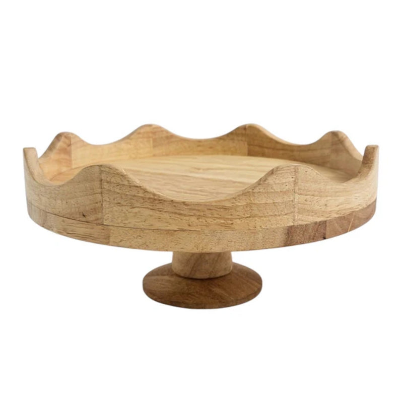 Nicolson Russell Scalloped Mango Wood Cake Stand 30 cm - Lighting.co.za