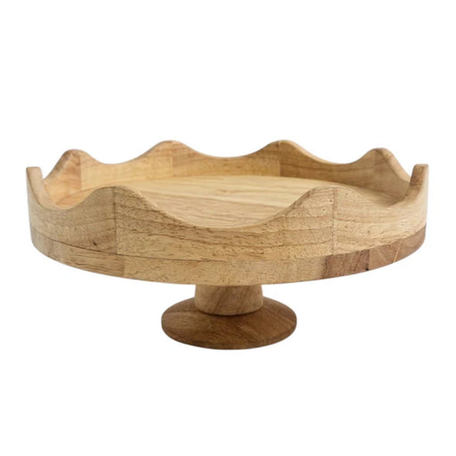 Nicolson Russell Scalloped Mango Wood Cake Stand 30 cm - Lighting.co.za