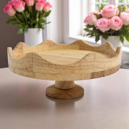 Nicolson Russell Scalloped Mango Wood Cake Stand 30 cm - Lighting.co.za