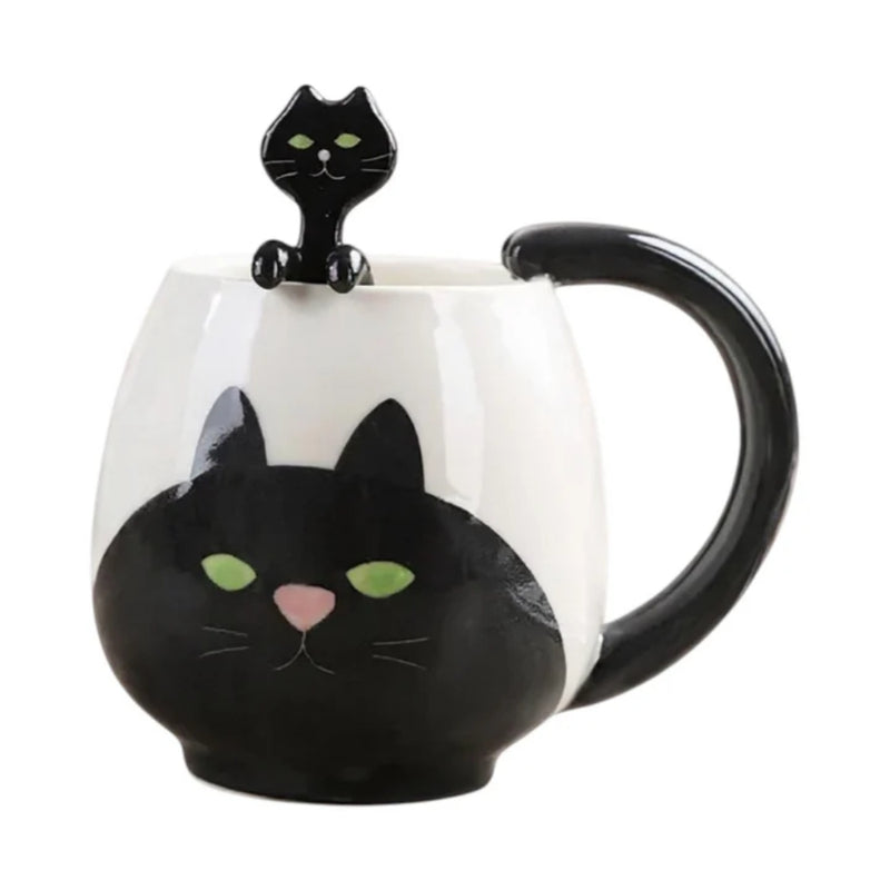 Brush & Burrow Kids Black Cat Porcelain Mug with Matching Spoon - Lighting.co.za