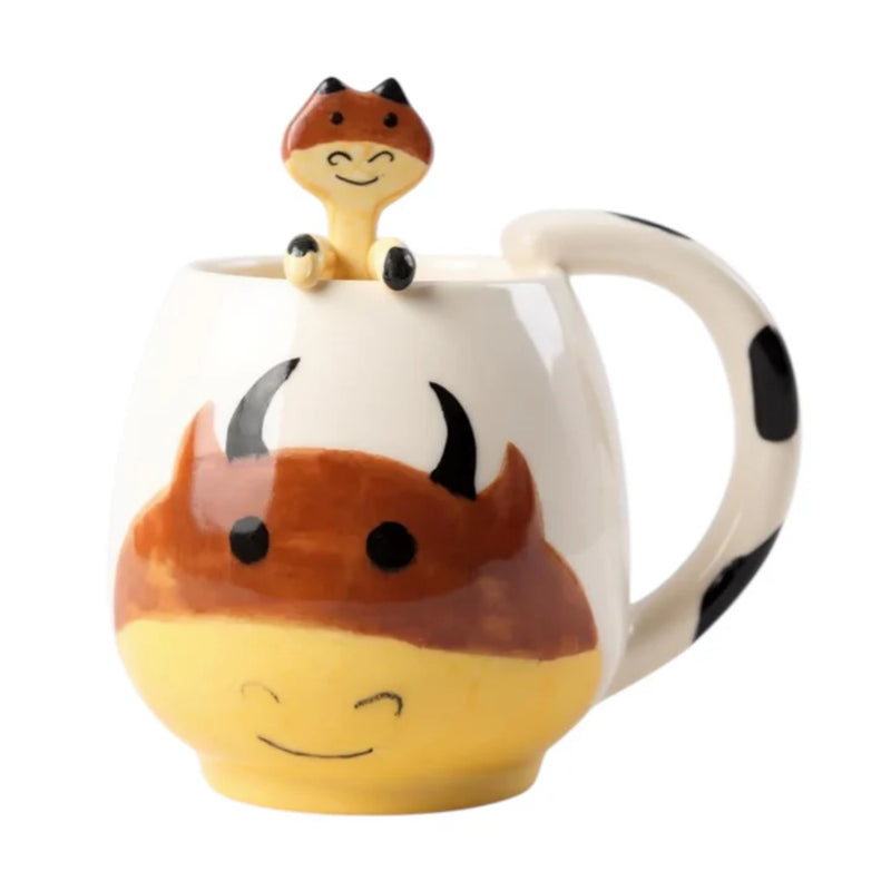 Brush & Burrow Kids Cow Porcelain Mug with Matching Spoon - Lighting.co.za