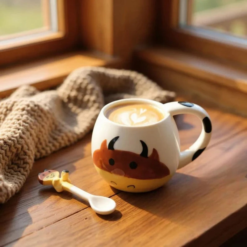 Brush & Burrow Kids Cow Porcelain Mug with Matching Spoon - Lighting.co.za