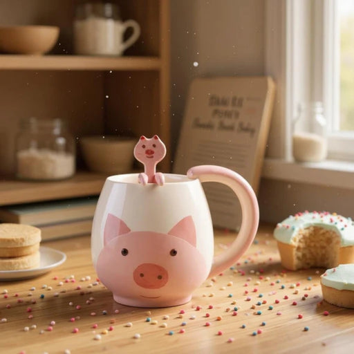 Brush & Burrow Kids Pig Porcelain Mug with Matching Spoon - Lighting.co.za