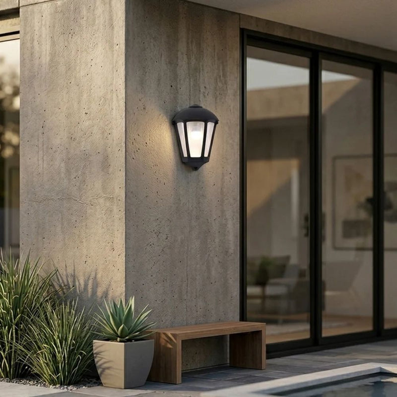 Giulio Black Half Lantern Outdoor Wall Light - Outdoor Wall Light - Lighting.co.za