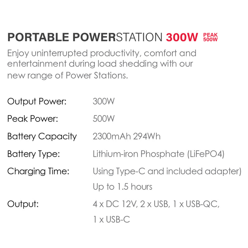 Rechargeable Portable Power Station 300W - Lighting.co.za