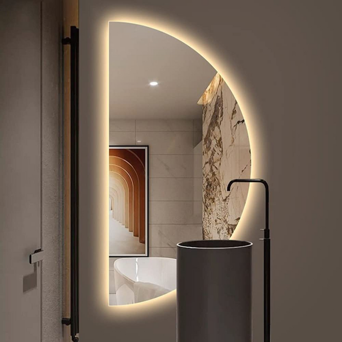 Como Half Round Backlit LED Frameless Mirror 4 Sizes