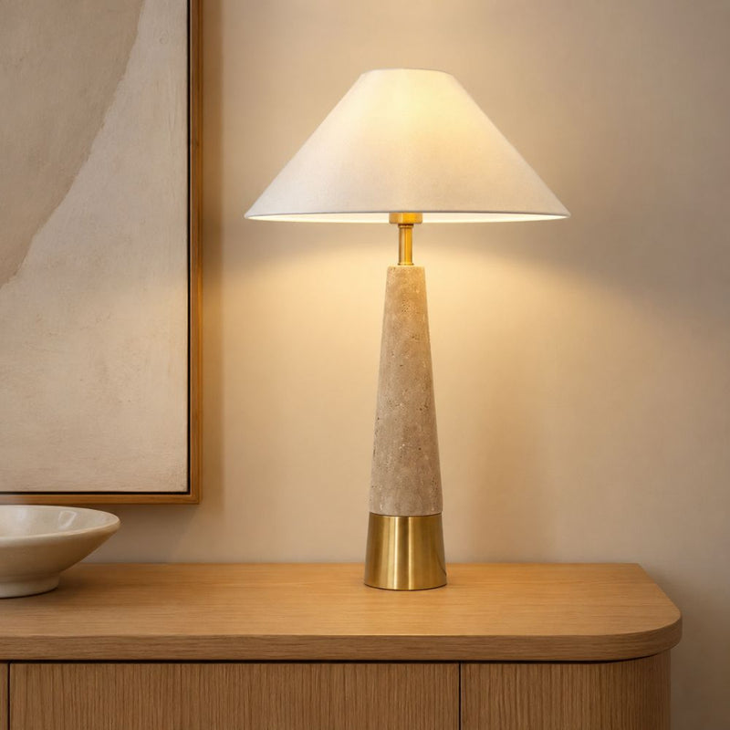 Hamilton Travertine and Brass Look Table Lamp - Table Lamp - Lighting.co.za