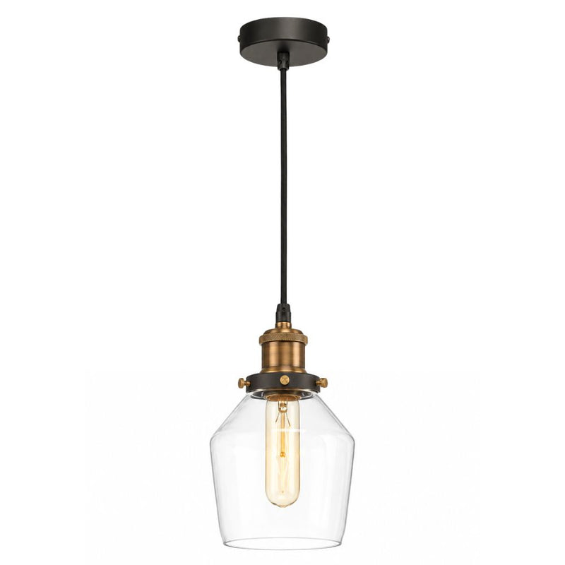 Hazel Style 2 Clear Glass And Antique Brass Pendant Light