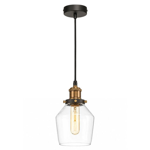 Hazel Style 2 Clear Glass And Antique Brass Pendant Light - Pendant Light - Lighting.co.za