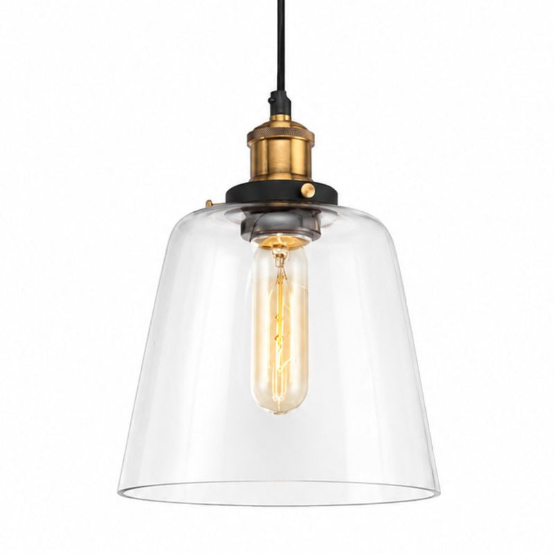 Hazel Clear Glass And Antique Brass Pendant Light