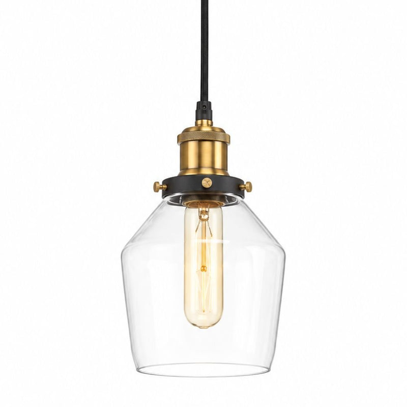 Hazel Style 2 Clear Glass And Antique Brass Pendant Light