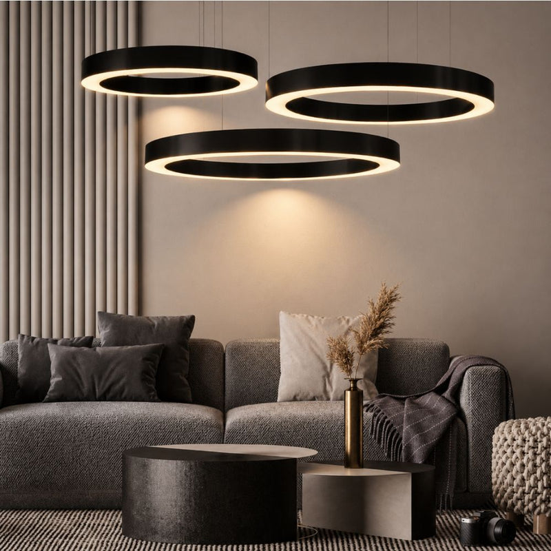 Hoop Brushed Brass or Black LED Ring Pendant Light 3 Sizes - Pendant Light - Lighting.co.za