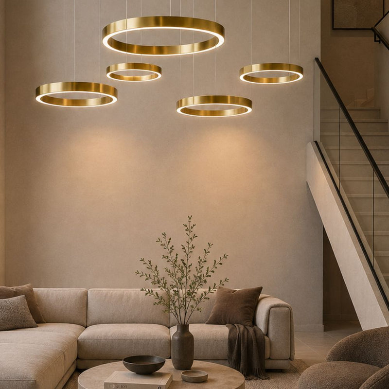 Hoop Brushed Brass or Black LED Ring Pendant Light 3 Sizes - Pendant Light - Lighting.co.za