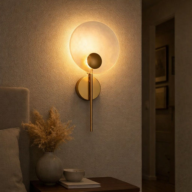 Joss Round LED Glass and Gold Wall Light