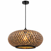 Inka Woven Natural and Black Rattan Pendant Light - Pendant Light - Lighting.co.za