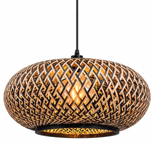 Inka Woven Natural and Black Rattan Pendant Light - Pendant Light - Lighting.co.za