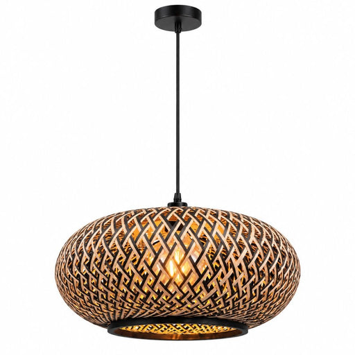 Inka Woven Natural and Black Rattan Pendant Light - Pendant Light - Lighting.co.za