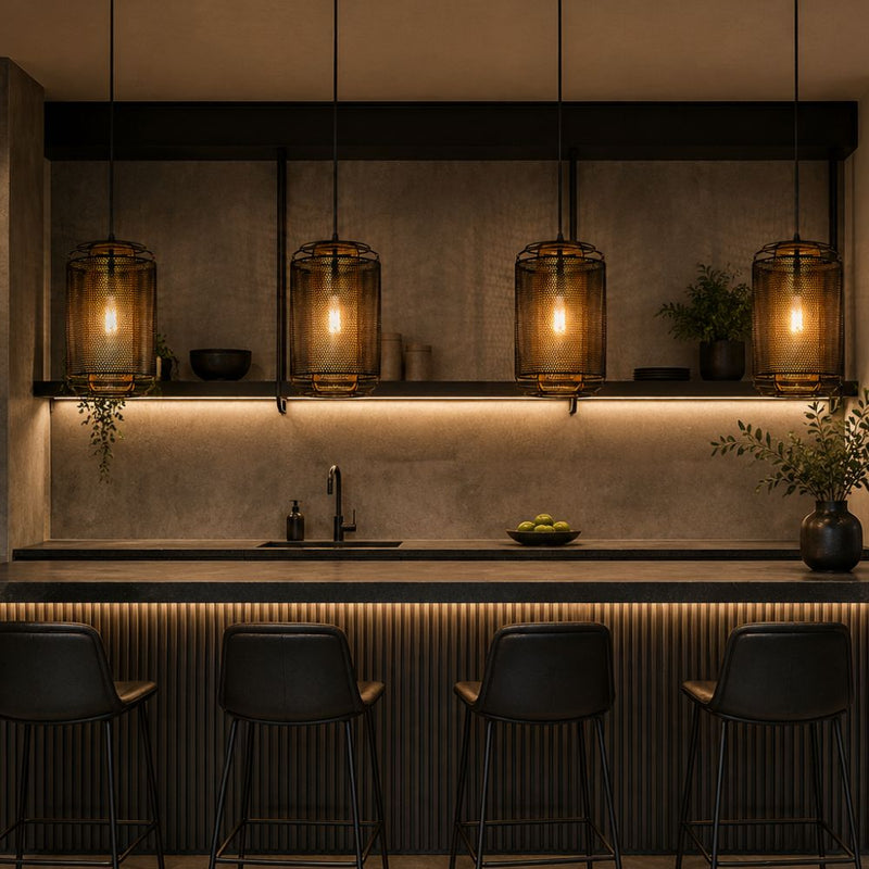 Jambi Black and Gold Mesh Pendant Light - Pendant Light - Lighting.co.za
