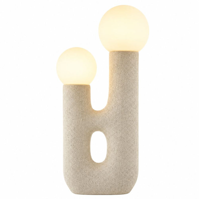 Jose Natural Table Lamp with White Shades
