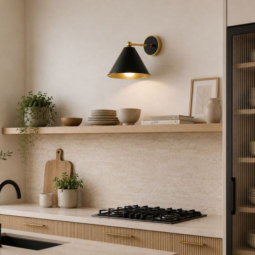 Jules Gold and Black Shade Wall Light - Indoor Wall Light - Lighting.co.za