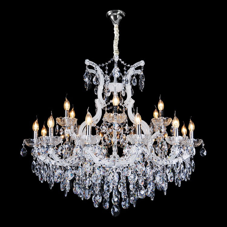 Crown White Arm and Clear Crystal Chandelier 3 Sizes - Lighting.co.za