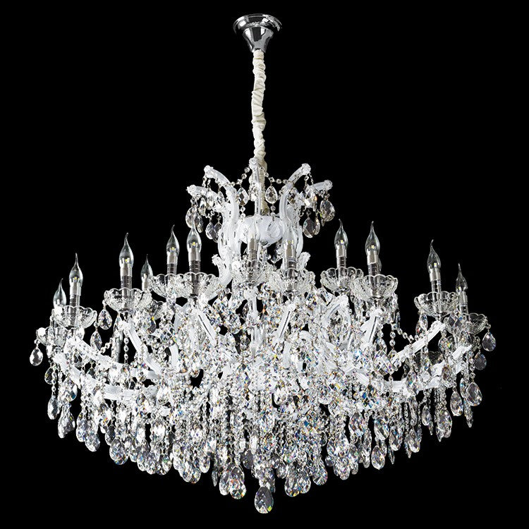Crown White Arm and Clear Crystal Chandelier 3 Sizes - Lighting.co.za