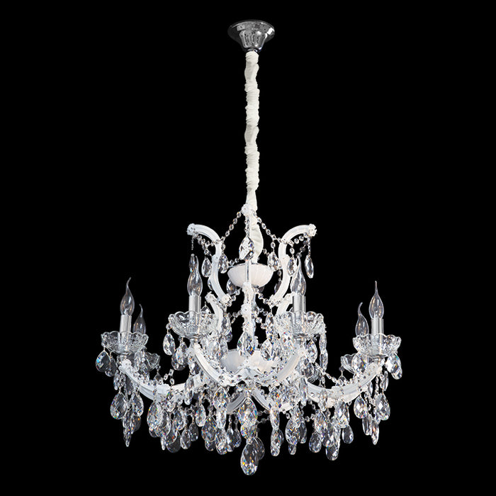 Crown White Arm and Clear Crystal Chandelier 3 Sizes - Lighting.co.za
