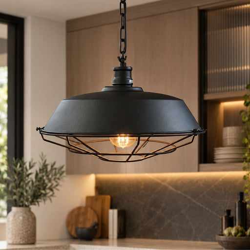 Kade Black Cage Grid Industrial Pendant Light - Pendant Light - Lighting.co.za