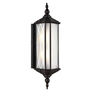 Warwick Black and Patterned Frosted Glass Outdoor Wall Light - Lighting.co.za