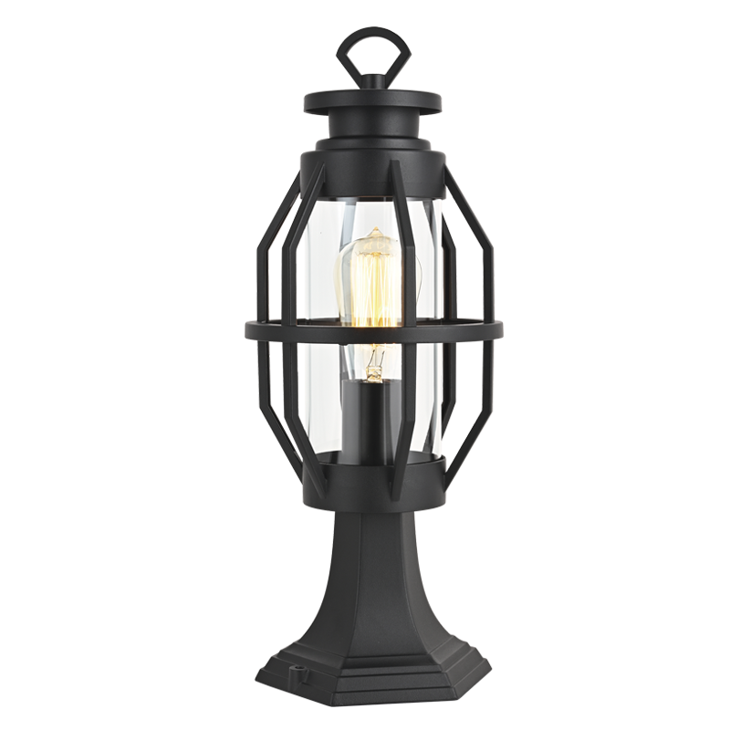 Henry Black Outdoor Lantern Pillar Light - Lighting.co.za