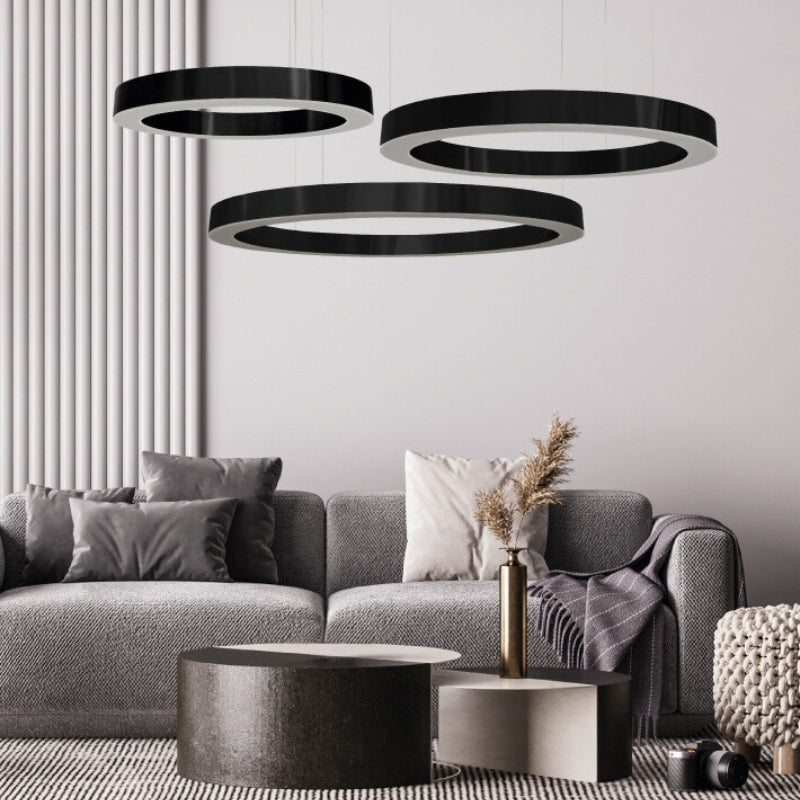 Hoop Brushed Brass | Black LED Ring Pendant Light 3 Sizes - Lighting.co.za