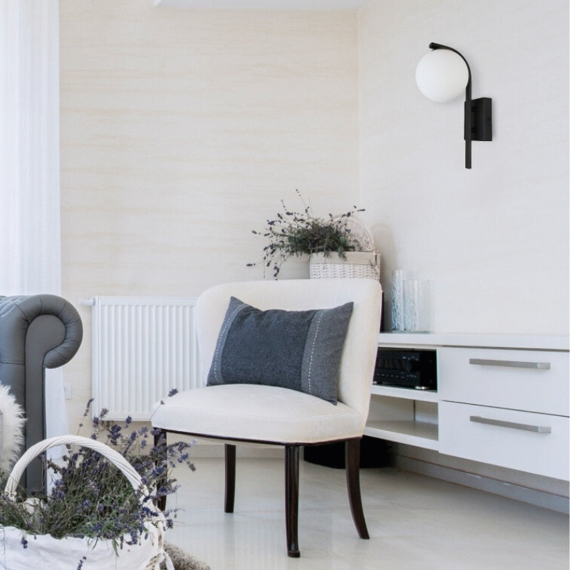 Curve Gold | Black | White and Glass Ball Wall Light - Lighting.co.za