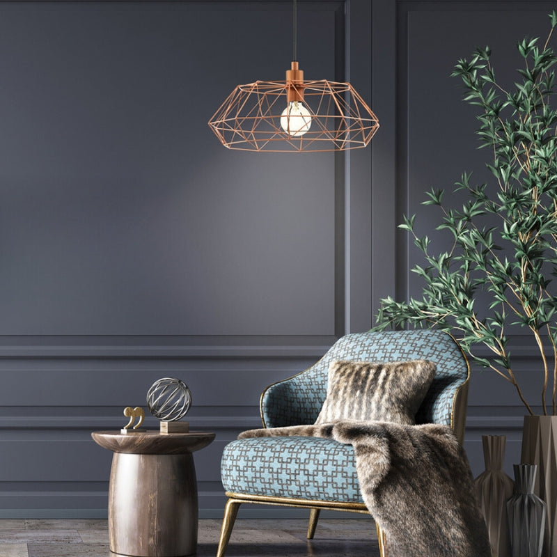 Carlton Copper And Black Wire Shade Pendant Light - Lighting.co.za