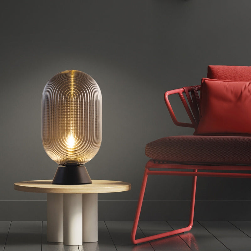 Mikai Smoke Or Amber Glass Table Lamp - Lighting.co.za