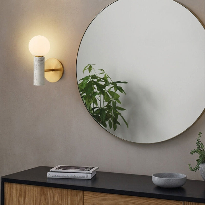 Olio Black or White Marble and Glass Wall Light - Lighting.co.za