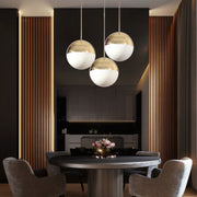 Fifty50 Gold or Black and Opal Glass Pendant Light 3 Sizes - Lighting.co.za