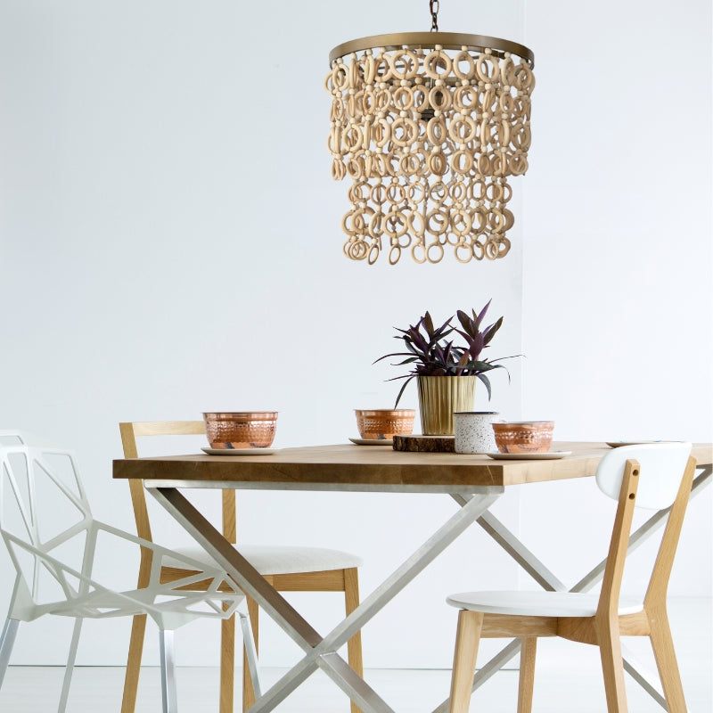 Jamie Natural Beaded Chandelier - Lighting.co.za