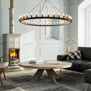 Portland Farmhouse Black 18 or 36 Light Chandelier - Lighting.co.za