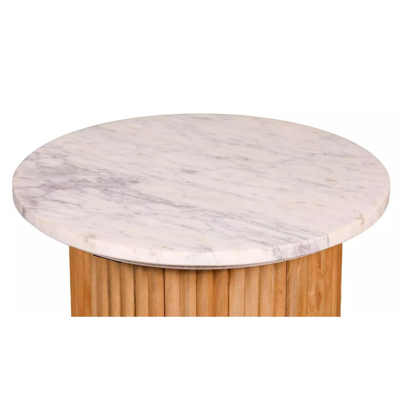 Landon Fluted Acacia Wood and Marble Coffee Table
